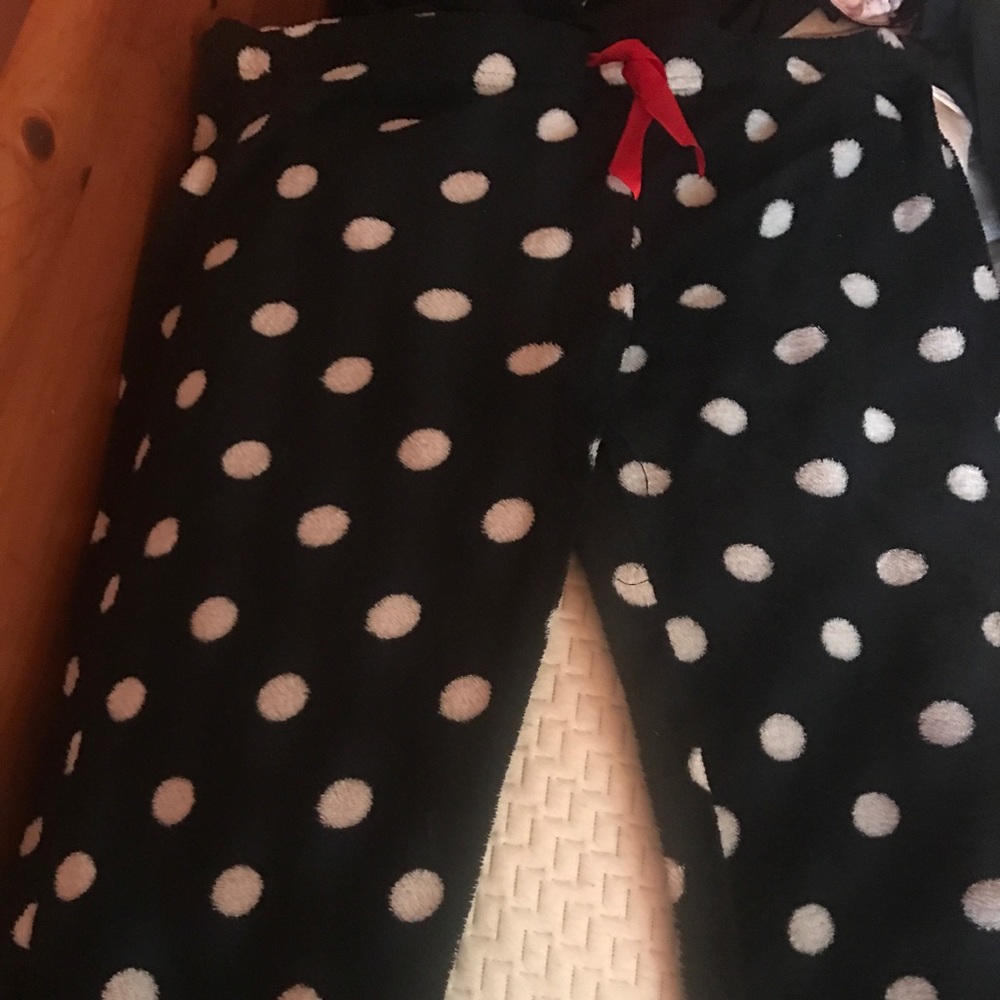 Black and white polka dot pajama pants